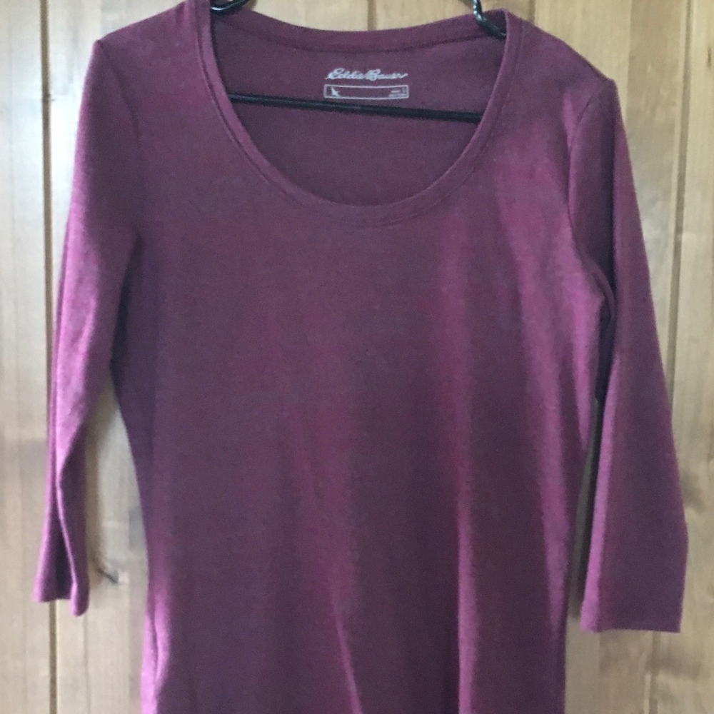 Eddie Bauer Maroon 3/4 Sleeve Large Shirt